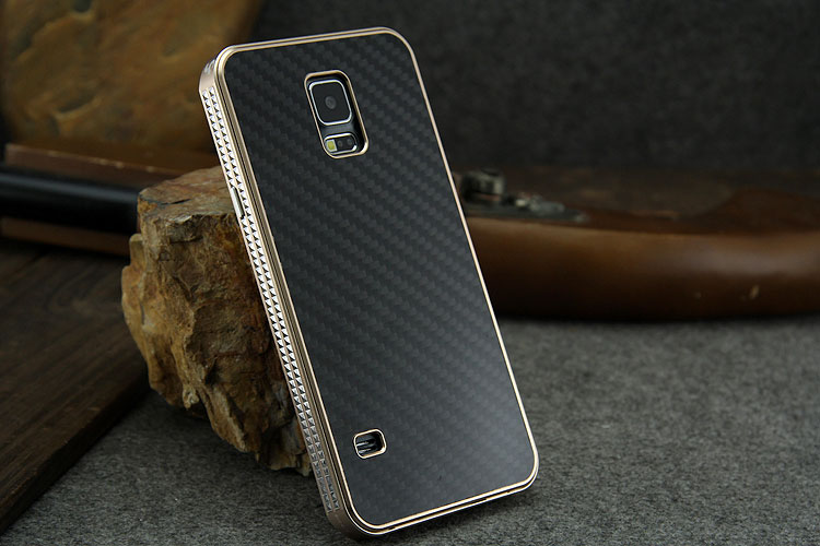 iMatch Luxury Aluminum Metal Bumper Carbon Fiber Back Cover Case for Samsung Galaxy S5