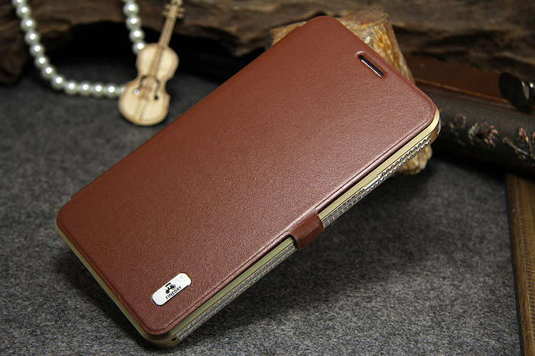 iMatch Luxury Aluminum Metal Bumper Premium Genuine Leather Flip Magnetic Case Cover for Samsung Galaxy Note 3