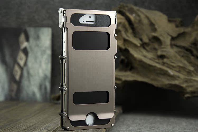 Armor King Metal Gear Dual View Windows Luxury Shockproof Stainless Steel 360° Flip Case Cover for Apple iPhone SE/5S/5