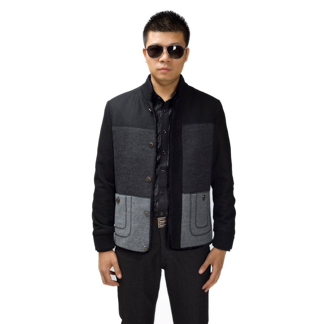 Dark GreyWyatt Special 2013 men's wear loose coat leisure time Wool wool Color matching Jacket 13J239A
