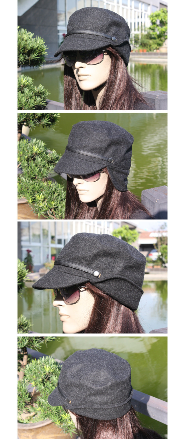 Siggi Korean Barret unilateral cutting flat-topped hat caps children Korean fashion winter Hat