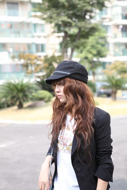 Meetmei Siggi Korean Barret unilateral cutting flat-topped hat caps children Korean fashion winter Hat