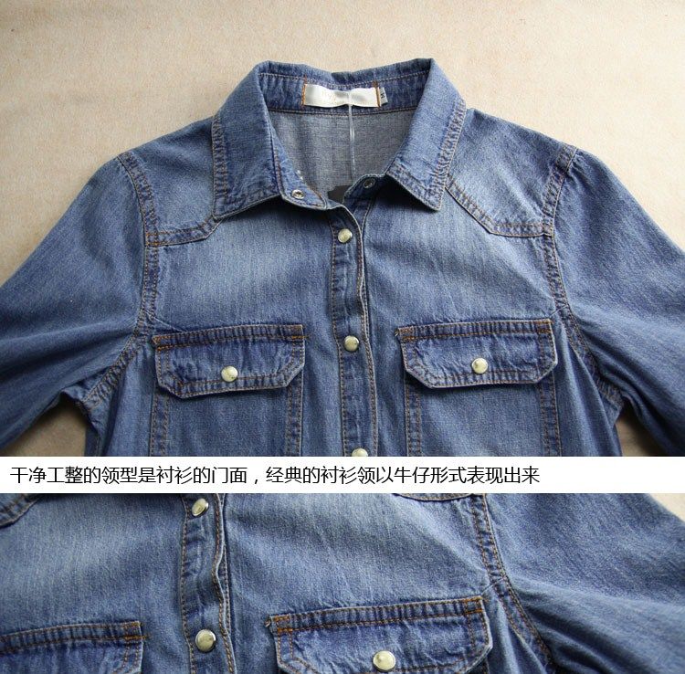 Heaneez 2013 spring new small wind long long sleeve denim dress in literature and art in Europe and fresh shirts dress L024-1