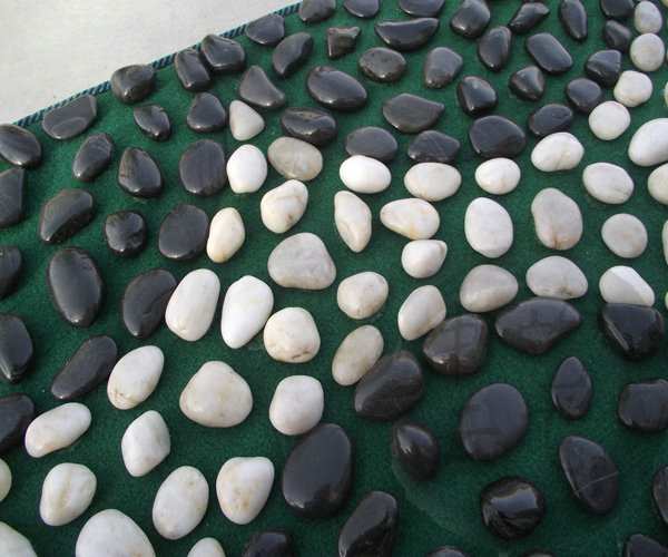 天然鹅卵石足底按摩垫(黑白半径圆艺术稀拼)50-200-石子路-包邮46