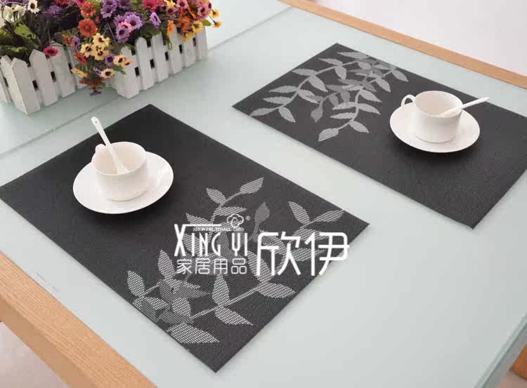 CMWE Xinyi green PVC plant pattern tasteless waterproof and breathable mat | insulating mat | dining table pad | coasters