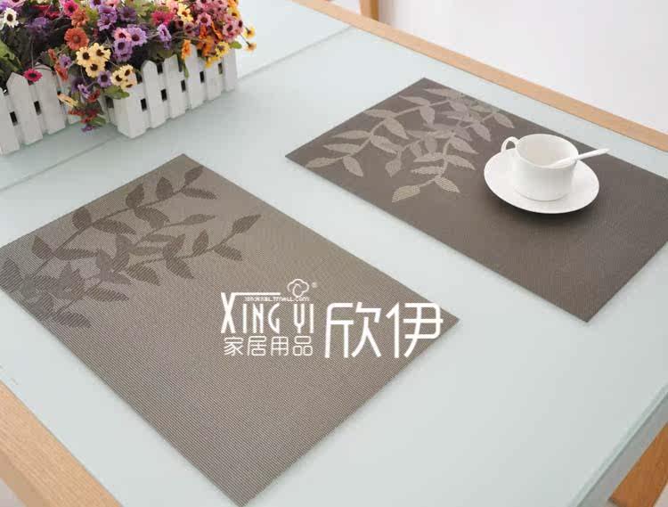 CMWE Xinyi green PVC plant pattern tasteless waterproof and breathable mat | insulating mat | dining table pad | coasters