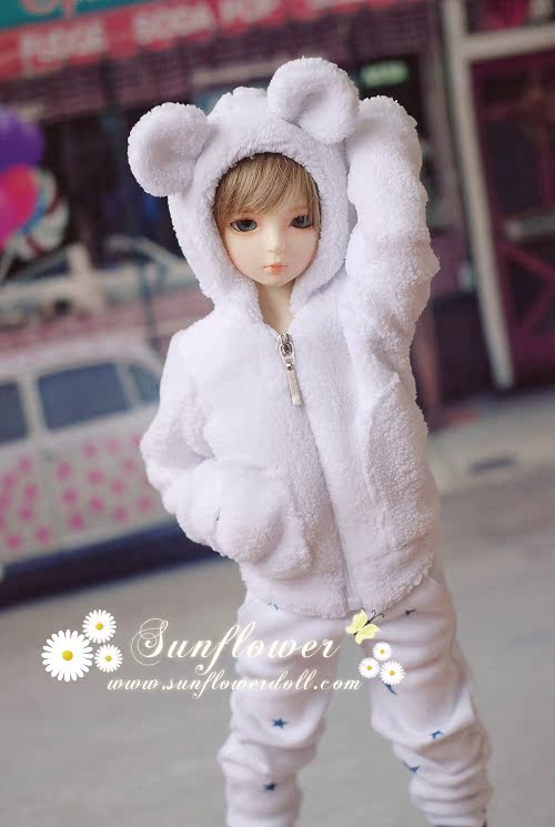 Кукла BJD «Месте» 1/3 1/4 ◇ bjd слой белой шерсти с капюшоном Пальто мило уха животных • Кукла BJD «Месте» 1/3 1/4 ◇ bjd слой белой шерсти с капюшоном Пальто мило уха животных •