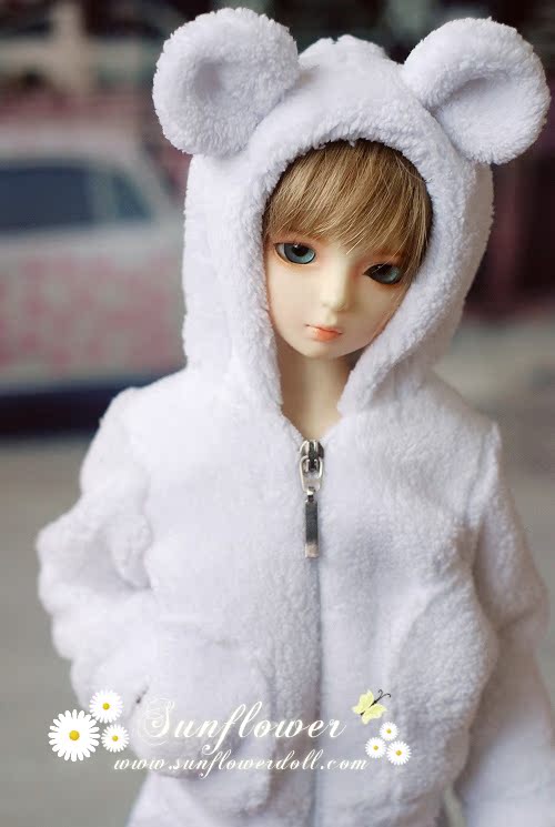 Кукла BJD «Месте» 1/3 1/4 ◇ bjd слой белой шерсти с капюшоном Пальто мило уха животных • Кукла BJD «Месте» 1/3 1/4 ◇ bjd слой белой шерсти с капюшоном Пальто мило уха животных •