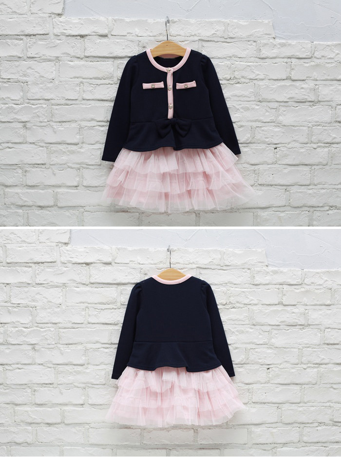 Korean children's clothes and romantic Angel Pocket long sleeves Princess skirt dress girls 2013 spring season boys dress