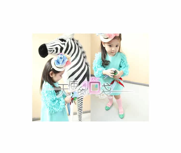 Baoyeah Korean girls children's clothing featured wood ear Angel Pocket long sleeve dress with 2012 autumn girl dress 2 colors