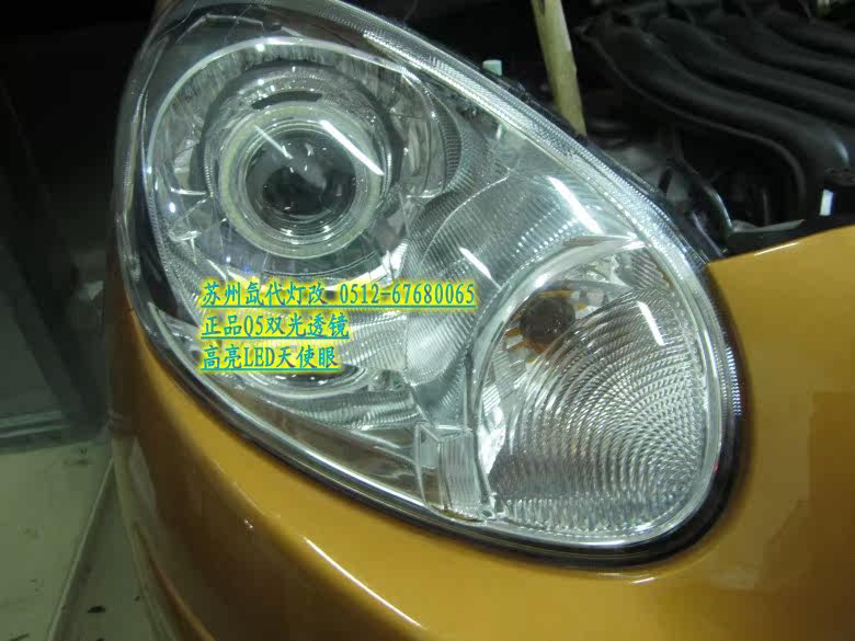 Преобразование фар 日产尼桑玛驰改装正品q5双光透镜 苏州上海氙代灯改实体店