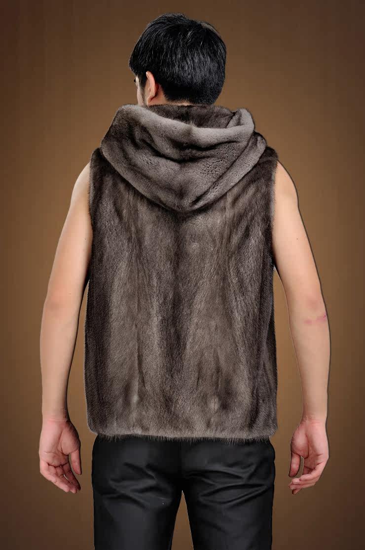 新款男士时尚皮草背心顶级进口水貂整<em>貂马甲</em>带