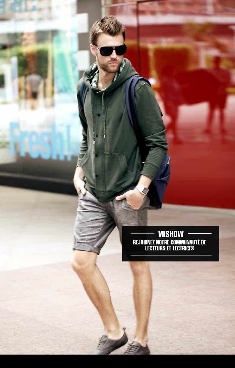 viishow2014新款潮春装<em>卫衣男</em> 男士<em>军绿开衫</em>连