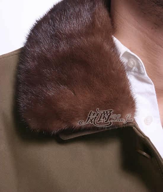 <em>品牌男装外套</em> 尼克服 进口水貂领配兔毛<em>皮草</em>内