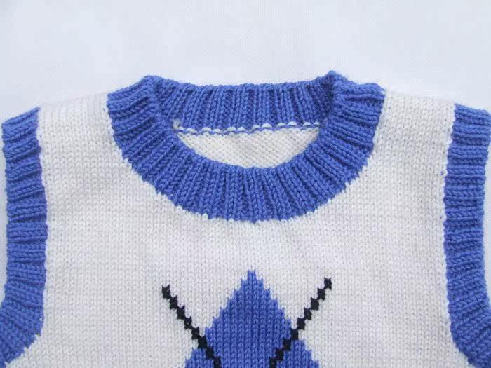 手工<em>编织</em>12#婴儿羊毛背心/宝宝<em>毛线</em>衣//<em>男童</em>毛