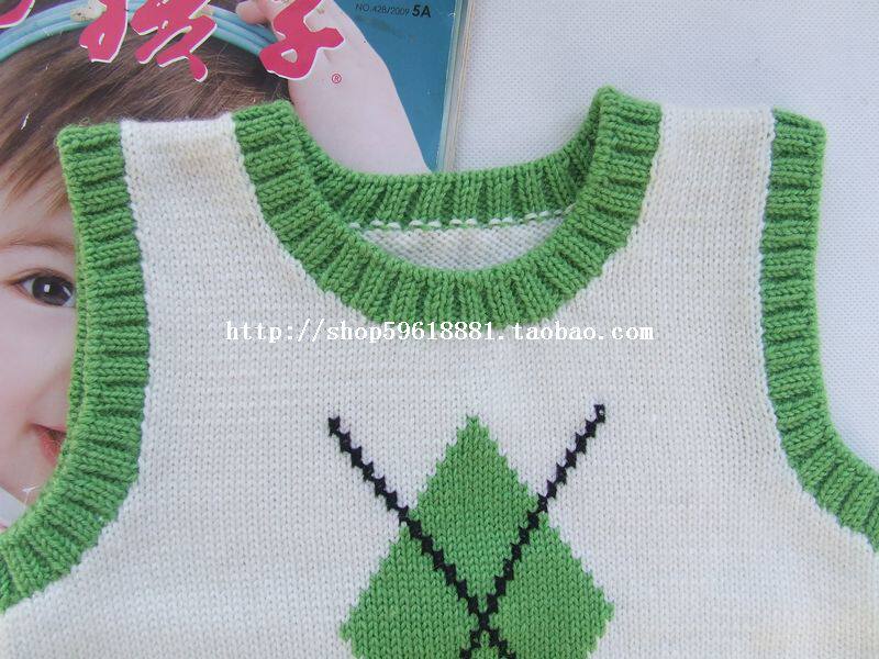 手工<em>编织</em>12#婴儿羊毛背心/宝宝毛线衣//<em>男童</em>毛