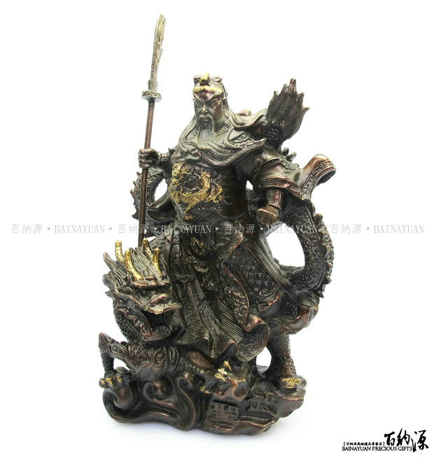 【百纳源开光纯铜骑龙关公铜像武圣关公铜像武
