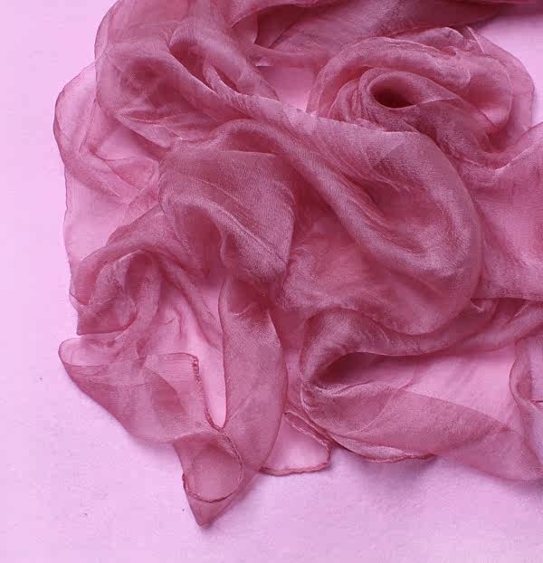 pure rubber red colour thin real silk scarf