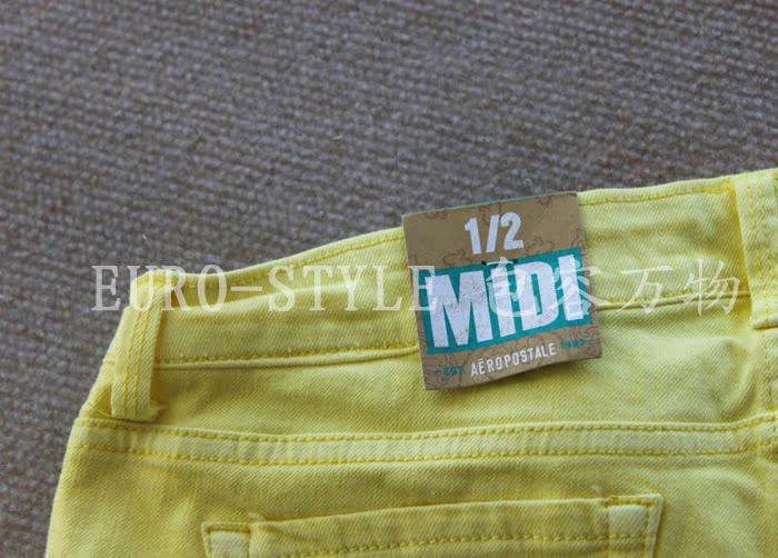 Женские брюки 特aeropostale 小ae扎染染色磨破糖果荧光色毛边卷边牛仔短裤热裤 Шорты, мини-шорты Городской стиль Женские брюки 特aeropostale 小ae扎染染色磨破糖果荧光色毛边卷边牛仔短裤热裤 Шорты, мини-шорты Городской стиль