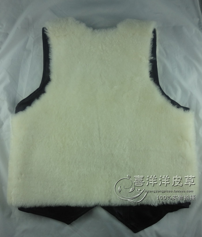 <em>羊毛马甲中老年男士</em>真皮毛一体坎肩羊皮保暖加
