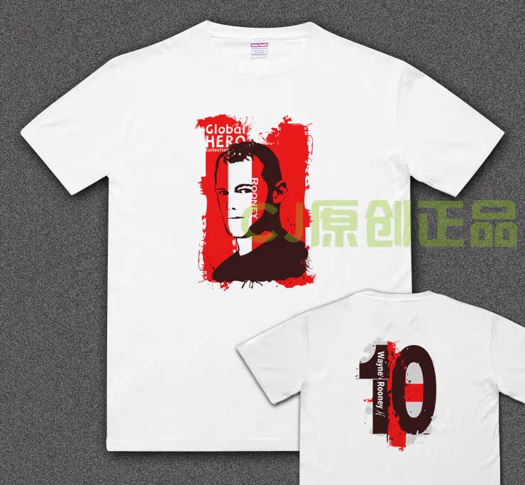 新款CJ短袖T恤 鲁尼 英格兰 英超曼联 世界杯欧