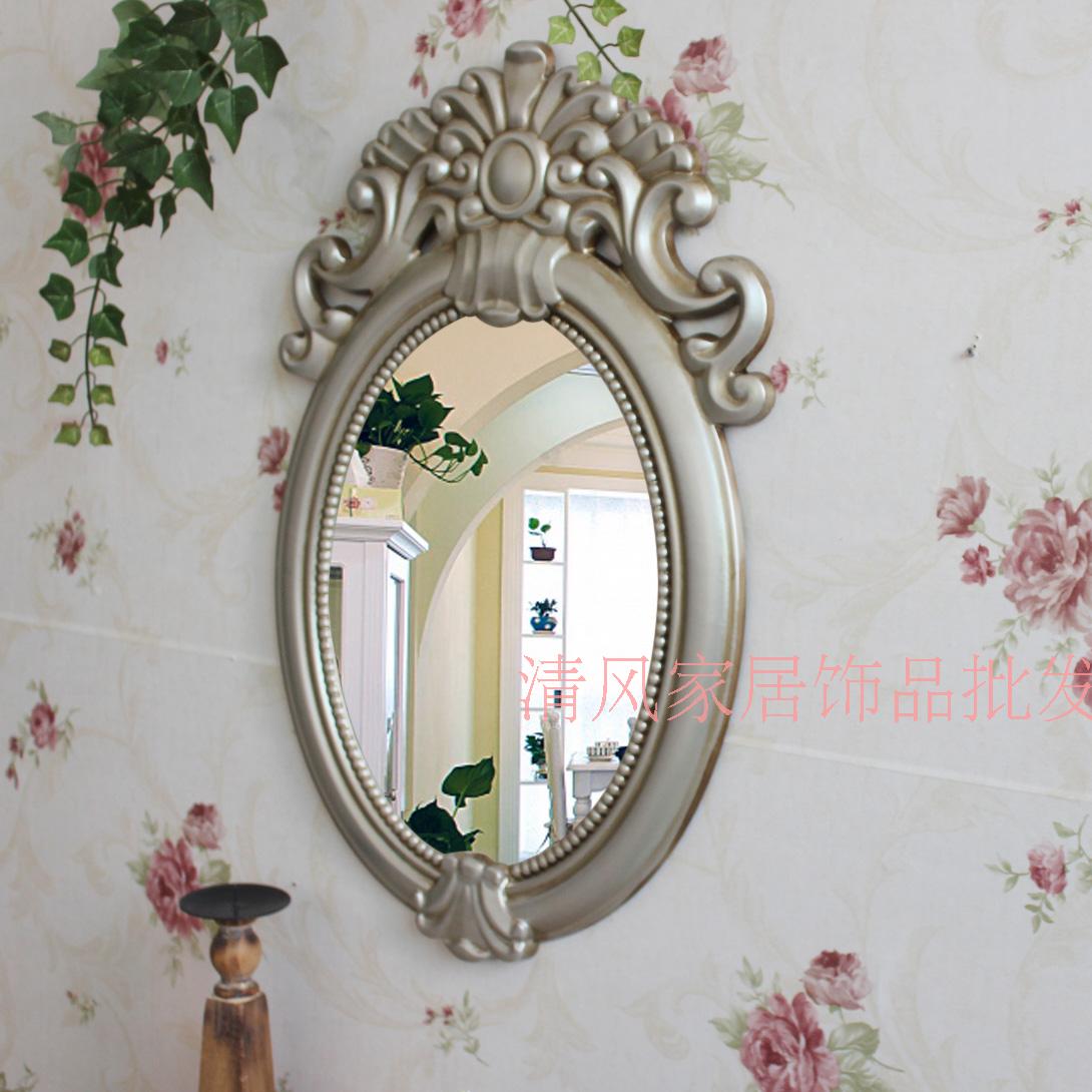2014新清风家居饰品 欧式仿古银浴室镜 卫生间圆形镜子 梳妆挂镜