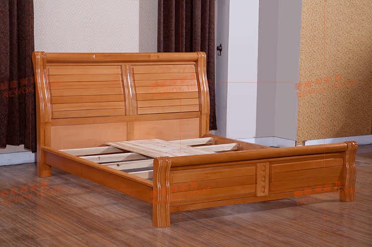 榉木实木床床身实拍图
