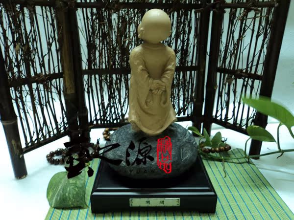 包邮 台湾铁丸石 工艺石雕 小沙弥 开阔小和尚 石愿一角禅品牌