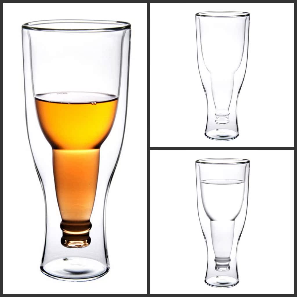 BEER DRINK GLASS UPSIDE DOWN DOUBLE WALL BAR PUB CLUB CUP MUG COOL GIFT