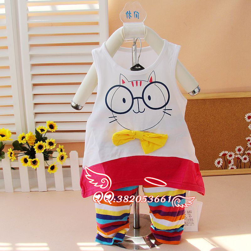 儿童<em>夏装</em> 女孩<em>短袖短裤两件套</em> 婴儿 幼儿夏天衣