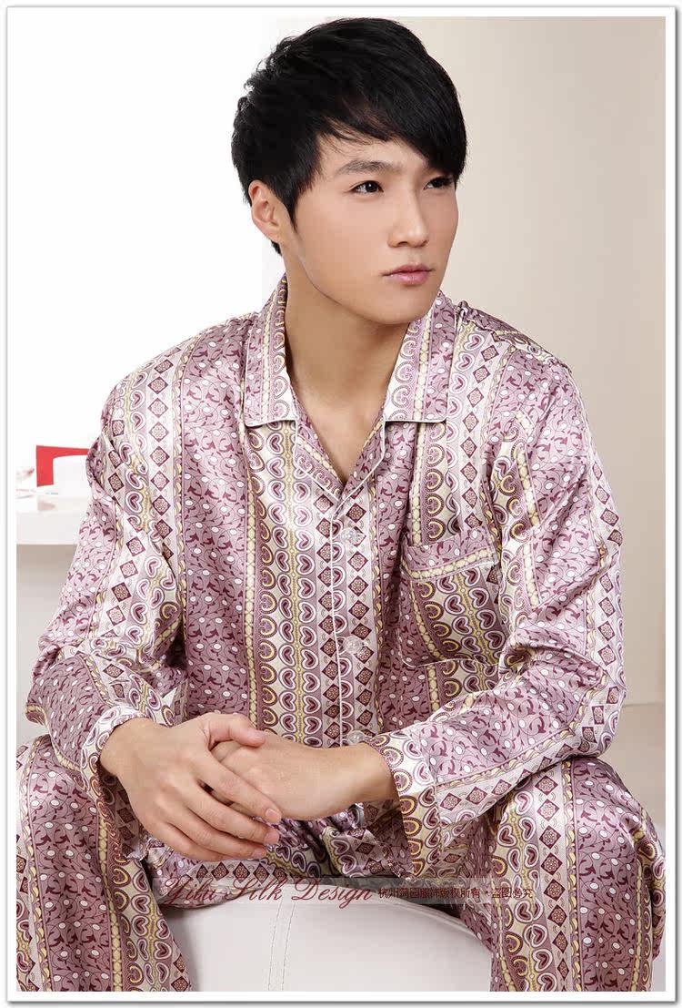 【春秋季<em>男士丝绸</em>仿真丝<em>短袖</em>套装<em>睡衣</em>特价男加