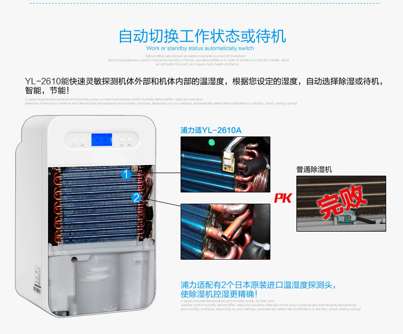 Осушитель воздуха 浦力适家用抽湿机 静音除湿器 地下室吸湿机 干衣除湿机yl-2610a Purest