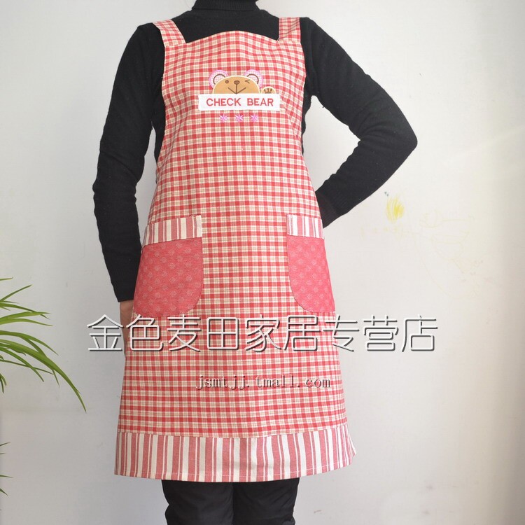 Classic Crown check bears senior Korean cotton thick apron sleeveless apron color optional 2-Pack games