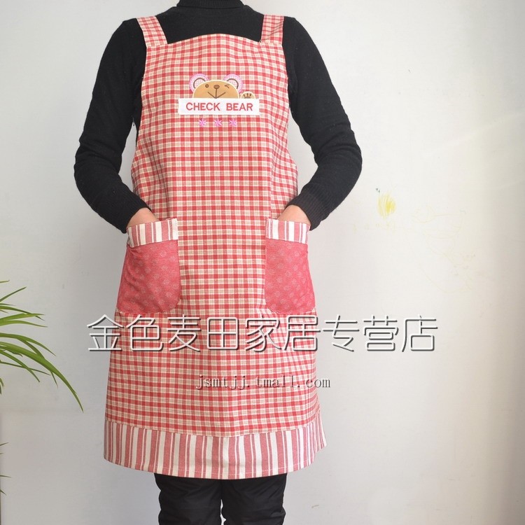 Dian Guan Classic Crown check bears senior Korean cotton thick apron sleeveless apron color optional 2-Pack games