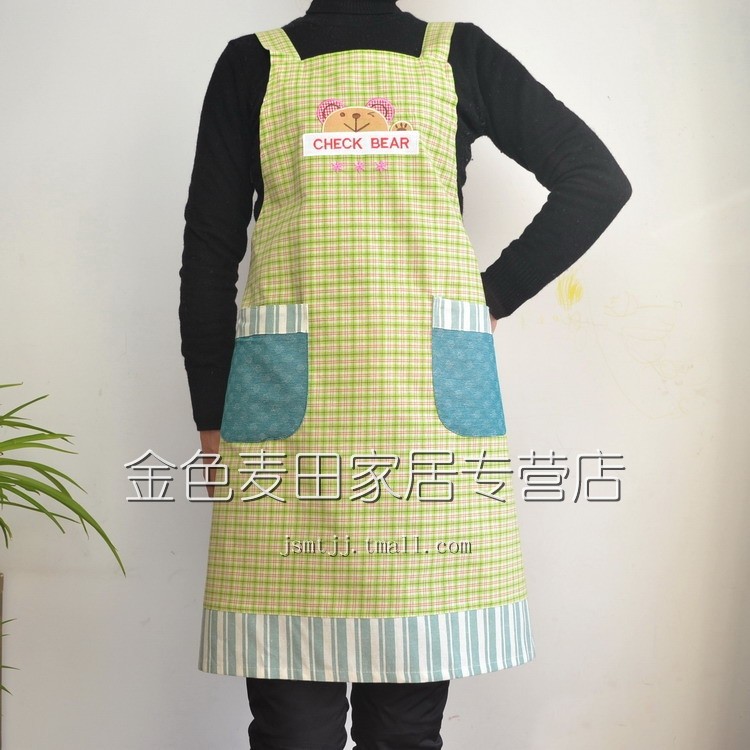 Dian Guan Classic Crown check bears senior Korean cotton thick apron sleeveless apron color optional 2-Pack games