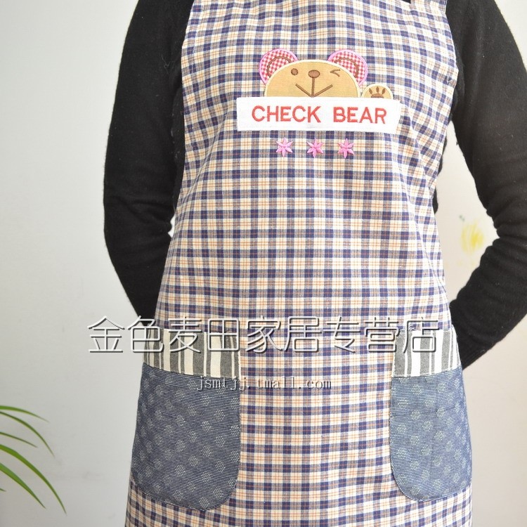 Dian Guan Classic Crown check bears senior Korean cotton thick apron sleeveless apron color optional 2-Pack games