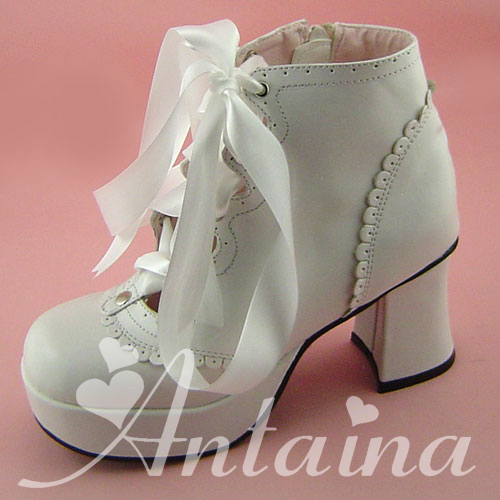 an * tai * na *   LOLITA   COS Retro elegant style silk ribbon Hollow out Single shoes 9973 Square heel waterproof