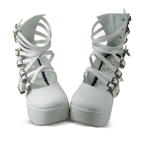 ◢ an * tai * na * ◣   LOLITA   COS   PUNK Super high heel many belt Queen shoes   9804-1   black