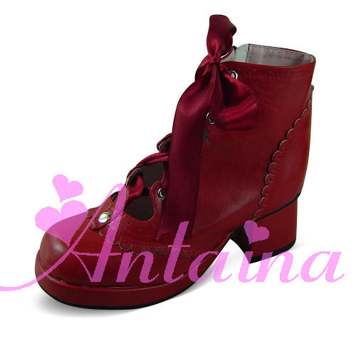 an * tai * na *   LOLITA   COS Retro elegant style silk ribbon Hollow out Single shoes 9973 Square heel waterproof
