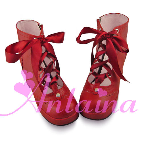 an * tai * na *   LOLITA   COS Retro elegant style silk ribbon Hollow out Single shoes 9973 Square heel waterproof