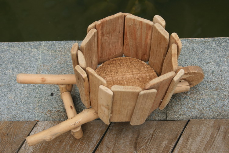 一件代发 木质三轮花盆 创意diy木质工艺品 木质容器家居摆饰批发
