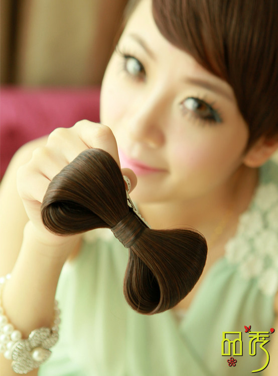 2013 New OL Temperament Sweet Duck Mouth Clip Womens Bowknot Wig 14.5 x 9.5cm