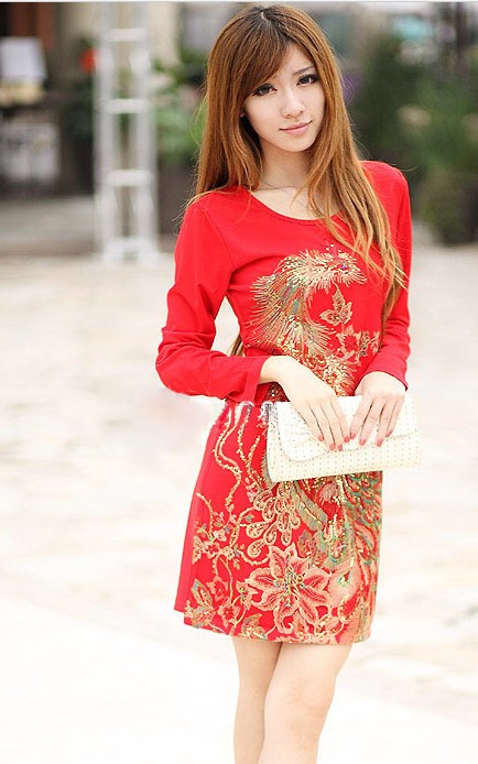 new pattern spring and autumn Women's money Big size ethnic style Dress   Embroidery Self-cultivation High shot Dress Special Offer 78 element