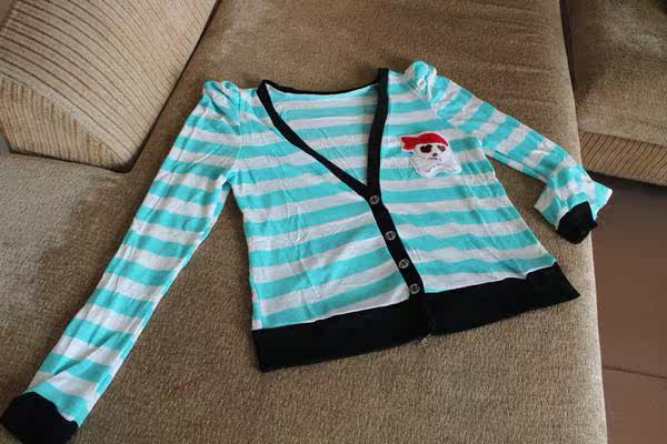 【<em>条纹</em>间色贴布卡通<em>针织开衫</em> 8-051】价格,厂