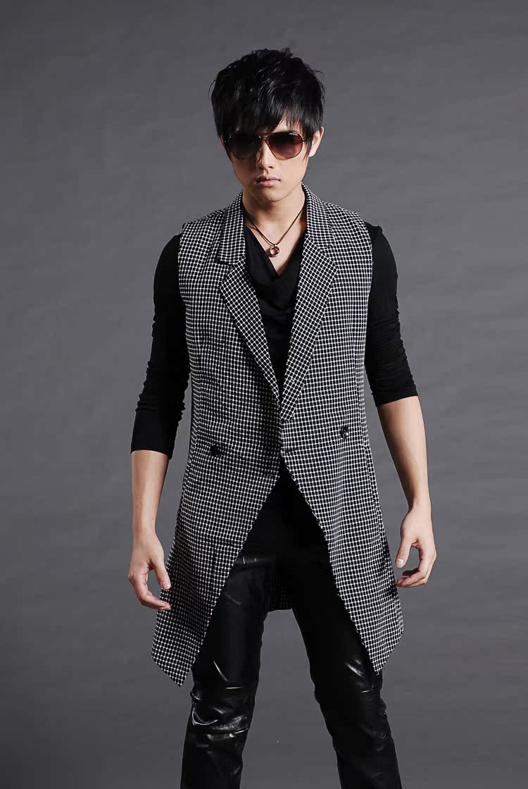 2012特价2012韩版修身纯麻长款马甲 男士无袖