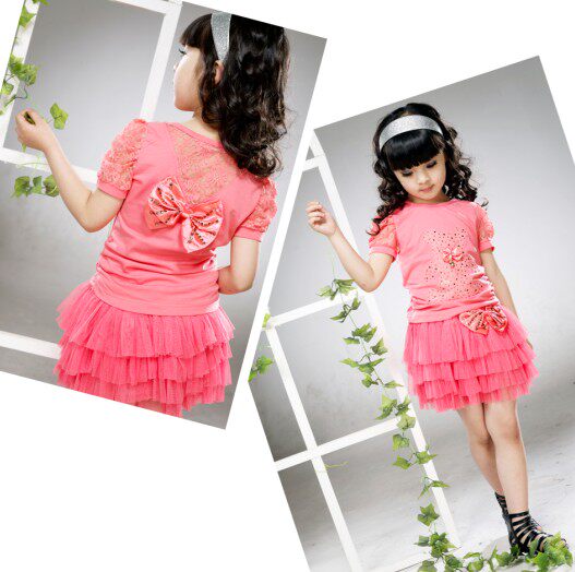 Baoyeah Wood duck foot authentic big children in children's clothes girls suit summer yarn Princess skirt suit skirt child costume specials