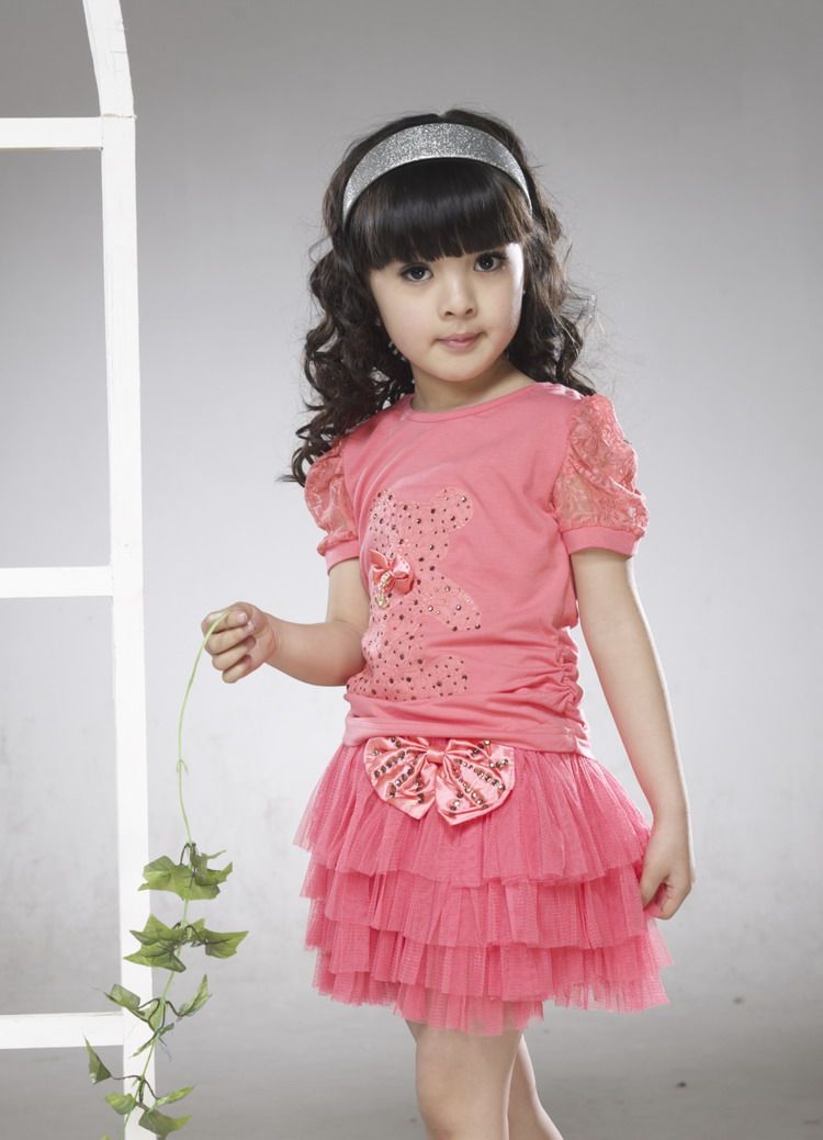 Wood duck foot authentic big children in children's clothes girls suit summer yarn Princess skirt suit skirt child costume specials