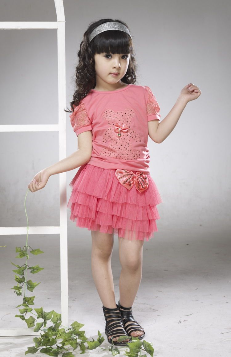 Wood duck foot authentic big children in children's clothes girls suit summer yarn Princess skirt suit skirt child costume specials