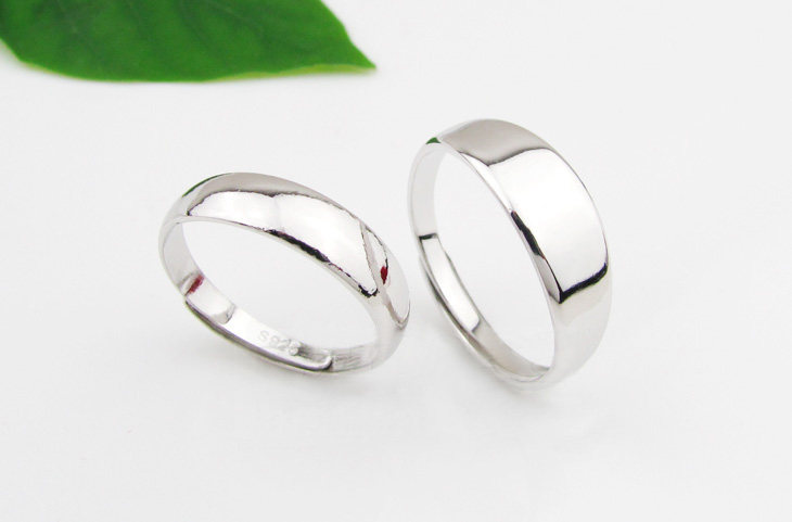 couples free size silver rings1174