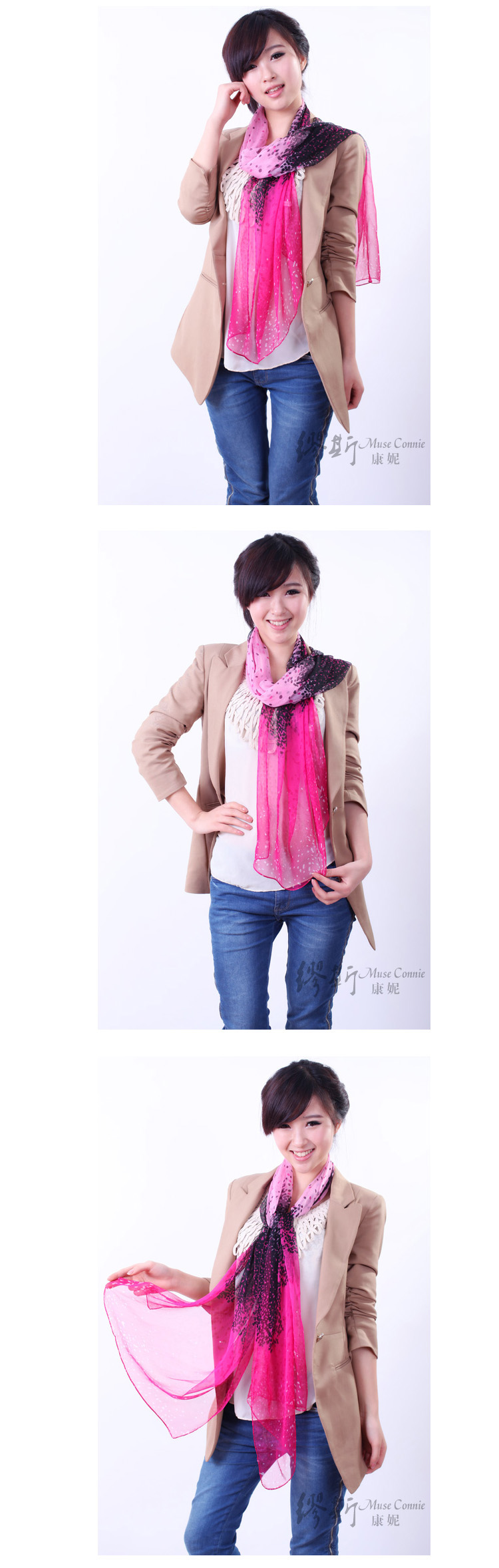 шарф MUSES Connie s00s 2013 Женское Шифон, жоржет Шарф В горошек Весна и осень, Лето, Зима Цветочный принт шарф MUSES Connie s00s 2013 Женское Шифон, жоржет Шарф В горошек Весна и осень, Лето, Зима Цветочный принт